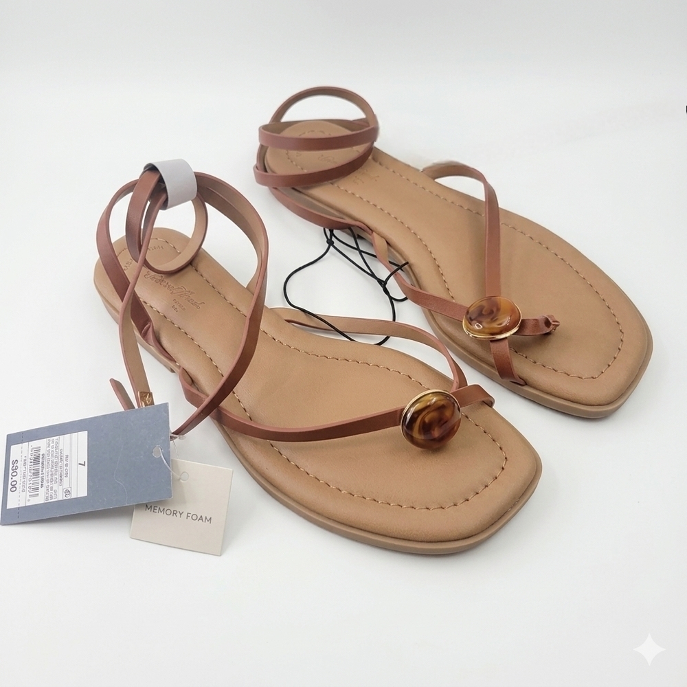 Universal Thread Gladiator Sandals Memory Foam Amber Stone Tan Womens 7 NWT - Picture 1 of 9
